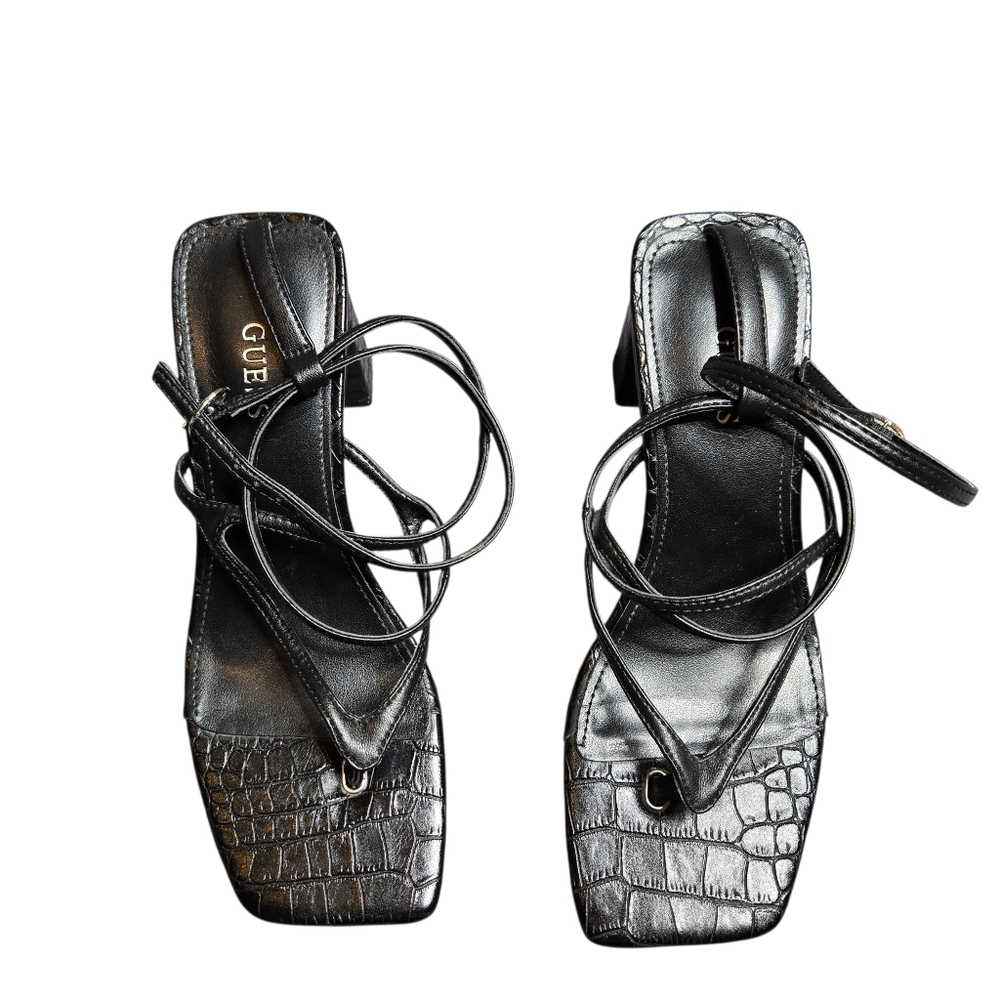 Guess Gwallon Black Strappy Sandals